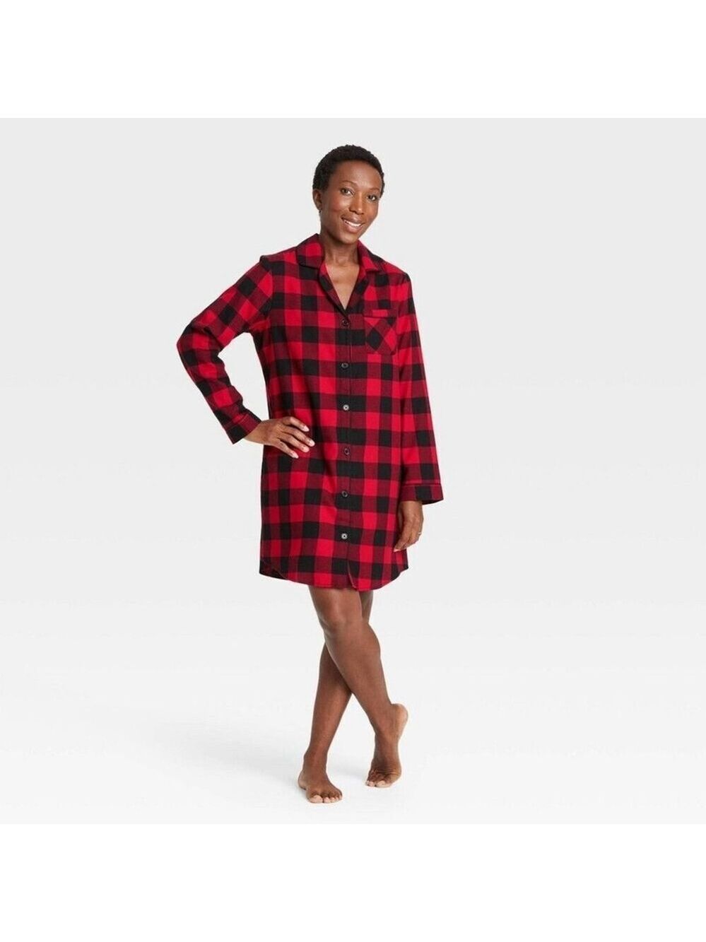 Wondershop Women's Night Shirt Red Buffalo Check Plaid Size S